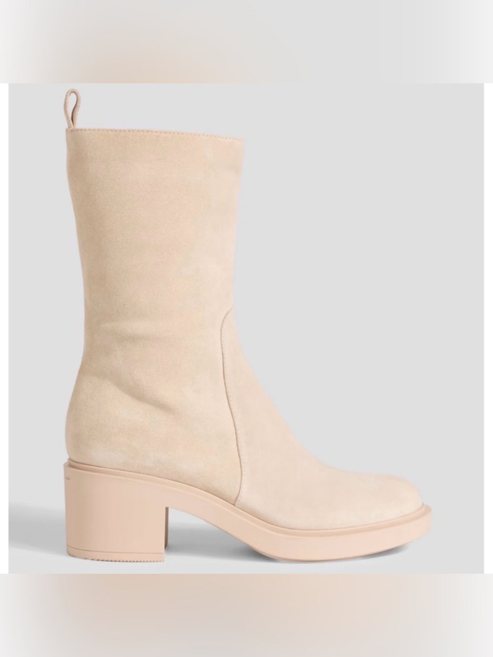 Gianvito Rossi Italy Exton Beige Cream Suede Designer Chelsea Bootie Ecru 35.5